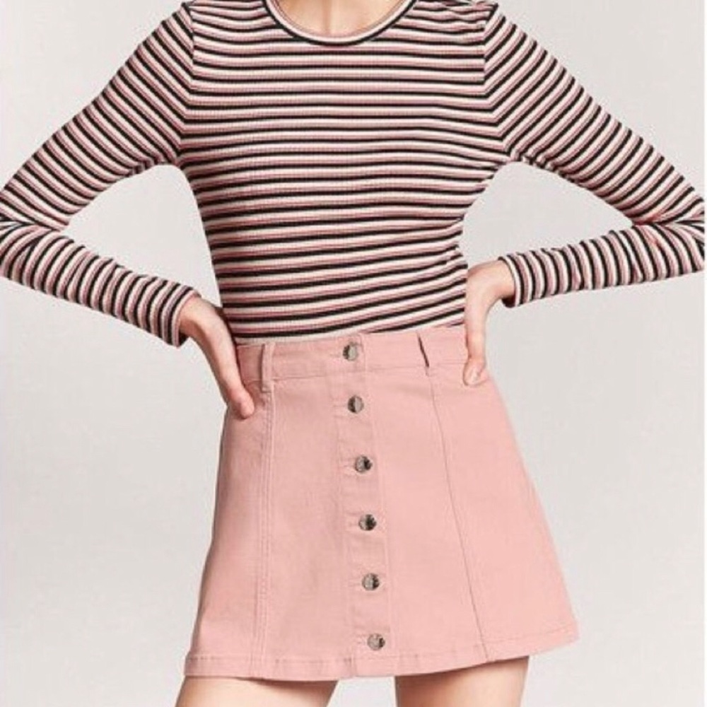 pink button up skirt